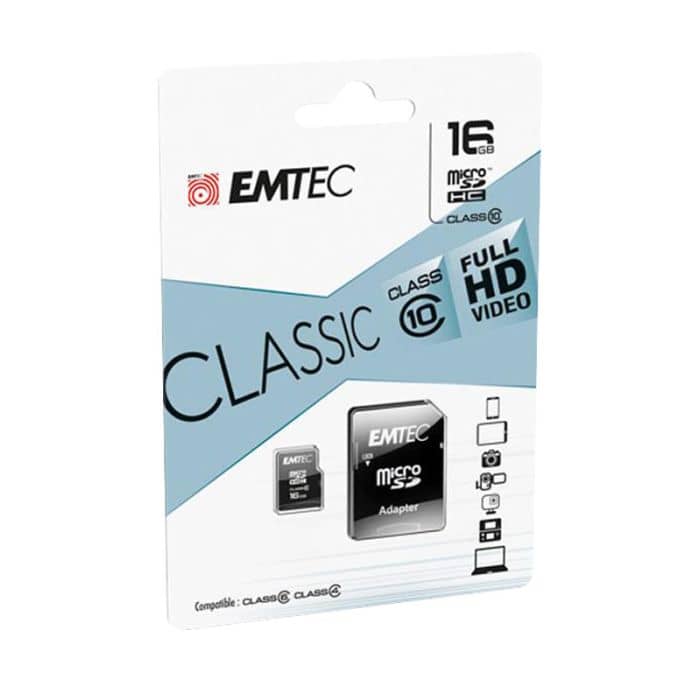 dempen micro werkelijk Micro SD Kaart EMTEC 16 Gb class 10 + adapter - Electro Dépôt