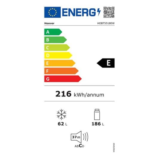 Réfrigérateur combiné HOOVER HOBT5518EW