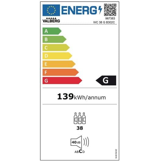 Cave à vin 38 bouteilles VALBERG WC 38 G B302C 