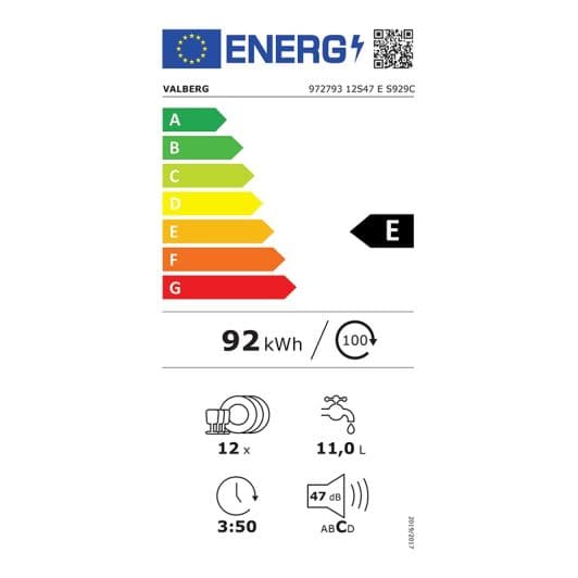 Lave-vaisselle 12 couverts VALBERG 12S47 E S929C