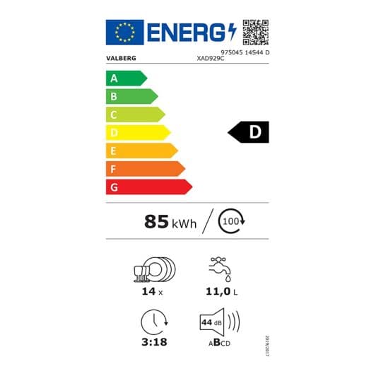 Lave-vaisselle 14 couverts VALBERG 14S44 D XAD929C