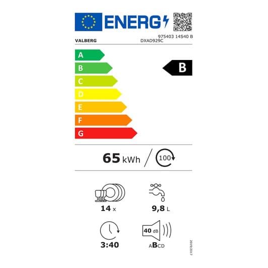 Lave-vaisselle 14 couverts VALBERG 14S40 B DXAD929C