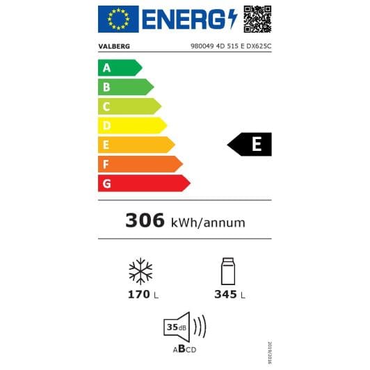 Réfrigérateur 4 portes VALBERG 4D 515 E DX625C