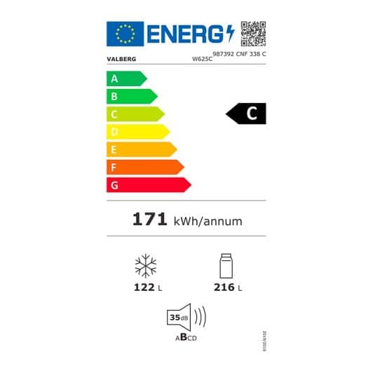 Koel-vriescombinatie VALBERG CNF 338 C W625C