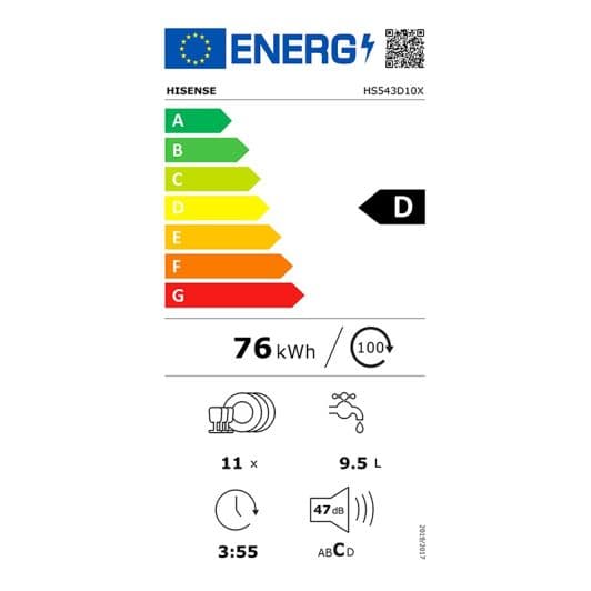 Vaatwasser 45cm HISENSE HS543D10X 11S47