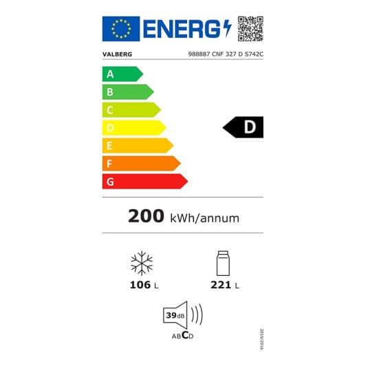 Koel-vriescombinatie VALBERG CNF 327 D S742C