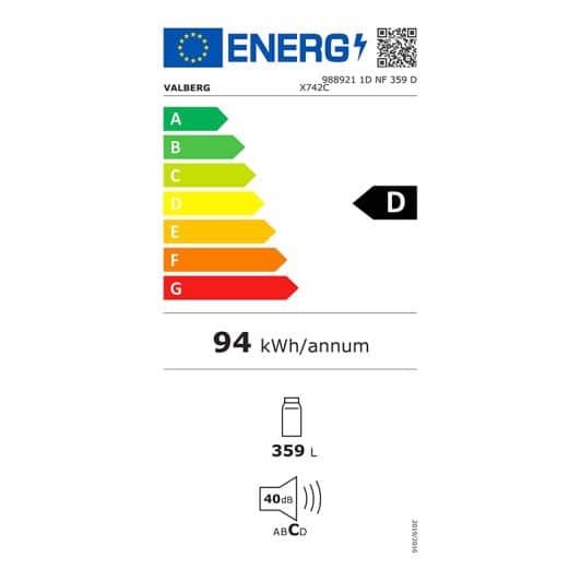 1 deur Koelkast VALBERG 1D NF 359 D X742C