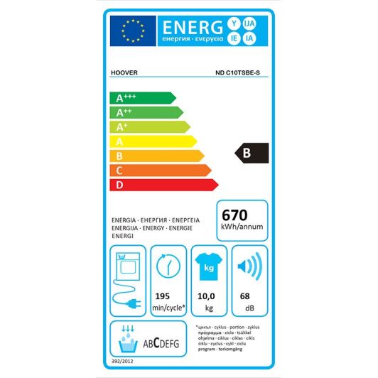 Sèche-Linge Condensation Hoover C10TSBE-S 10Kg