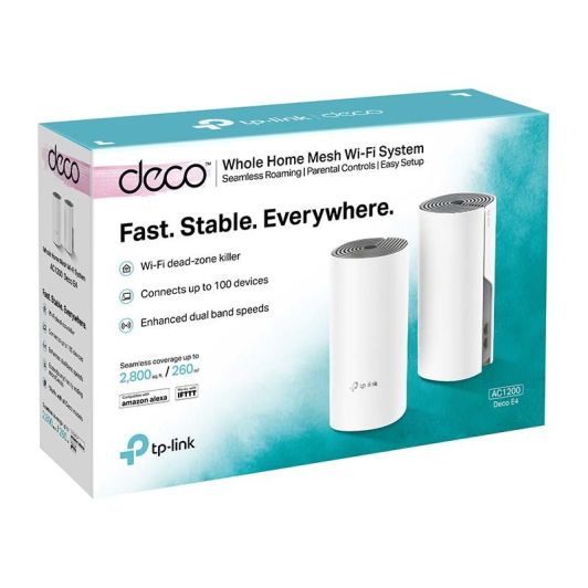 Système wifi Mesh TP LINK + 2ports Fast ethernet Deco E4 ( pack-2)