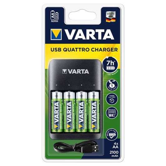 Chargeur VARTA USb  + 4 piles AA -LR06  2100mAH SUB QUATT