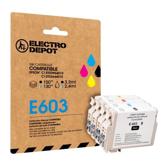 compatibele  inktcartridge  ELECTRO DEPOT Epson E603 zwarte en kleuren (Zeesterren)