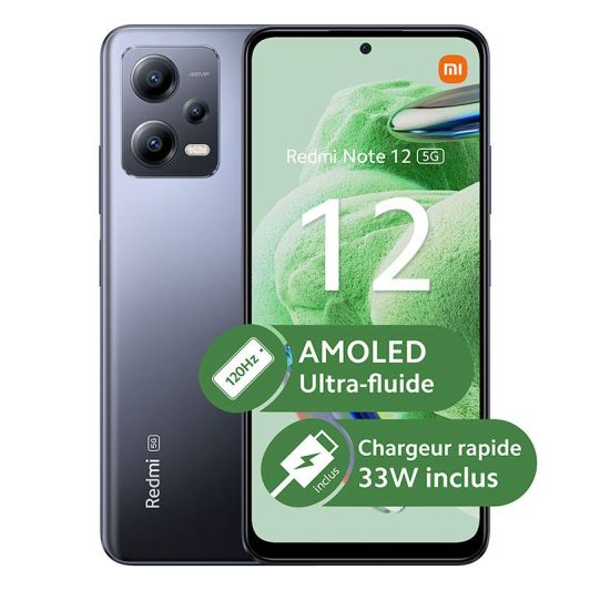  Smartphone XIAOMI Redmi Note 12 5G 128Gb grijs + hoesje