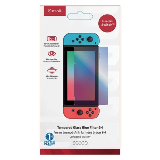 Verre trempé MUVIT filtre bleu pour Nintendo Switch