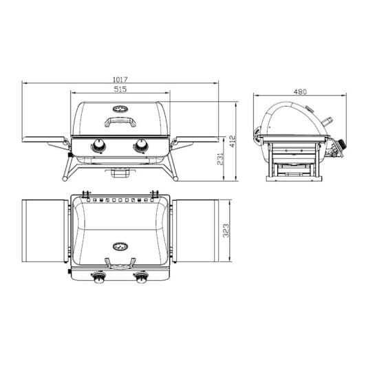 Gasbarbecue SILVER STYLE draagbaar 2 vuren