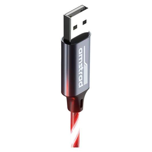 Câble AMSTRAD USB-A/USB-C LED ROUGE