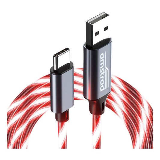 Kabel AMSTRAD USB-A/USB-C LED rood