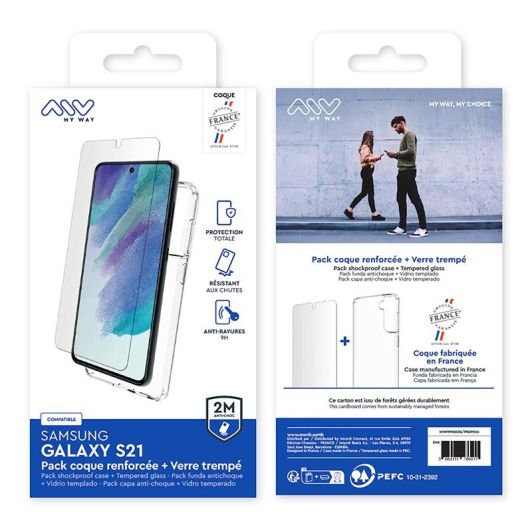 Pack Myway coque et verre trempé S21