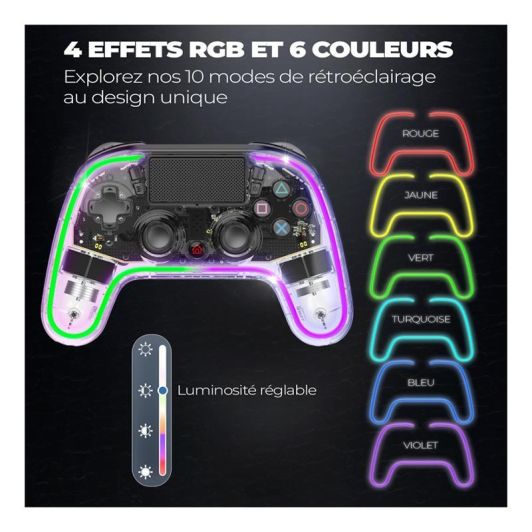 Controller SPIRIT OF GAMER NEON sans fil pour PS4